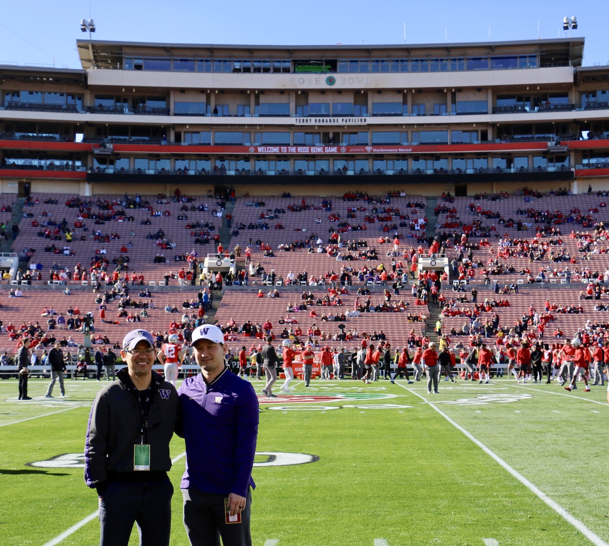 Dr. Gee and Dr. Kweon at the Rose Bowl