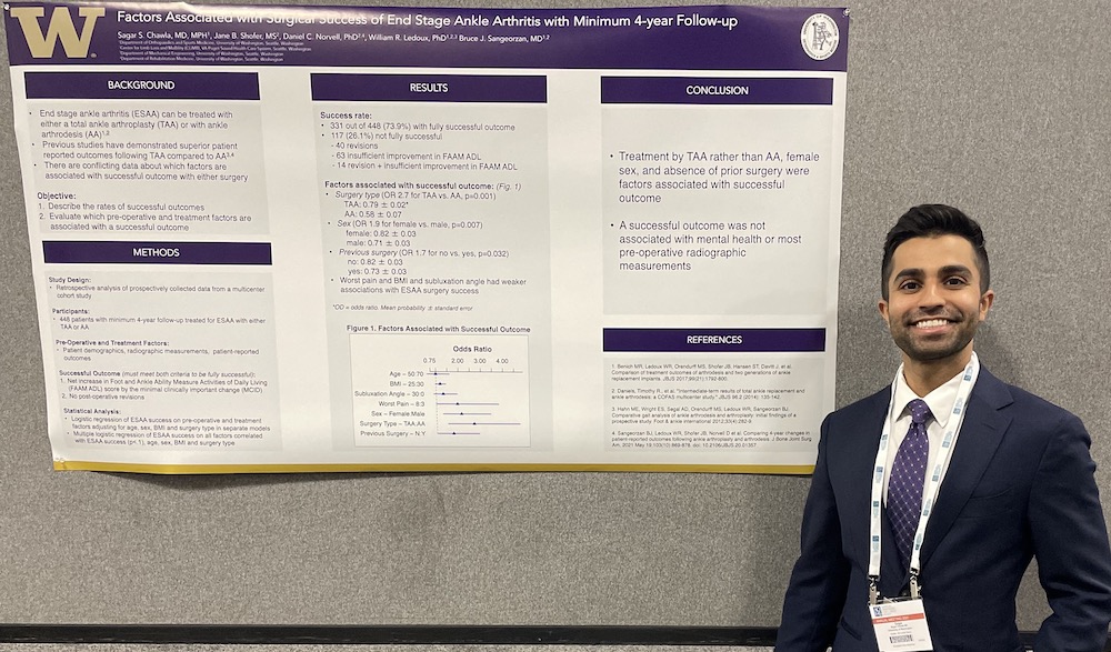 Dr. Sagar Chawla (R5) presenting research poster at the AOFAS 2021 Annual Meeting in Charlotte, NC